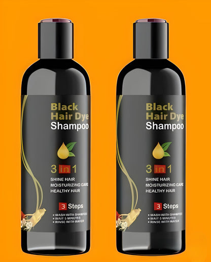 Unisex Instant Black Herbal Hair Dye Shampoo for Grey Hair Coverage Shampoo 3 in 1(100ml) Pack Of 2
