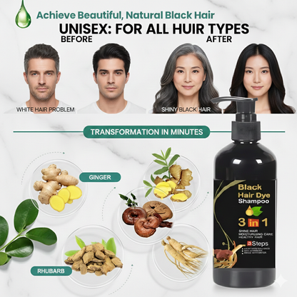 Unisex Instant Black Herbal Hair Dye Shampoo for Grey Hair Coverage Shampoo 3 in 1(100ml) Pack Of 2